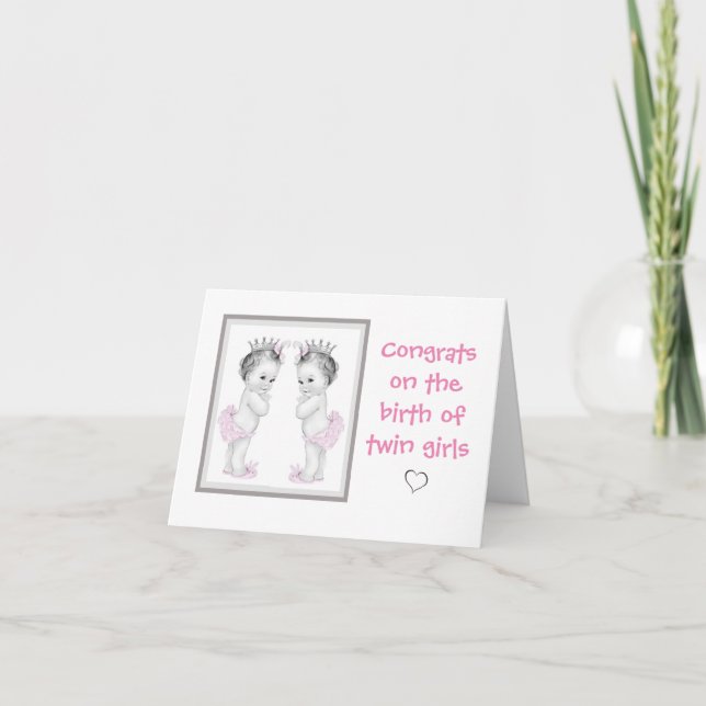 Greeting Card-Congrats on the birth of twin girls Card (Front)