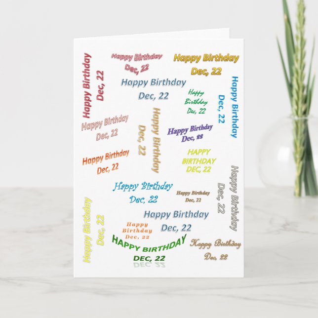 Greeting Card December, 22 Birthday (Front)