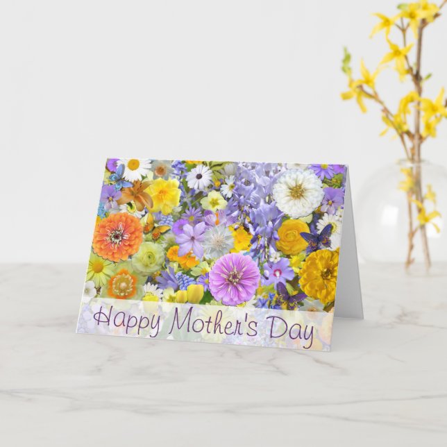 Greeting Card - Flowers and Butterflies (Yellow Flower)