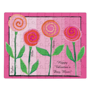 Greeting Card Flowers in Pink Jigsaw Puzzle