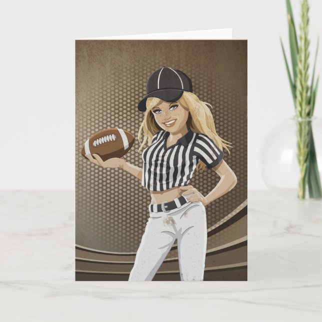 Greeting Card Football Referee Girl Grunge (Front)