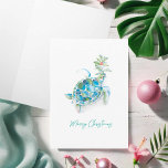 Greeting Card For Christmas Watercolor Sea Turtle<br><div class="desc">Celebrate the season with these tropical Christmas cards with turtles, featuring a hand-painted watercolor sea turtle adorned with festive holly and red berries. Set against a crisp white background, this greeting card for Christmas captures the charm of a Florida holiday with a modern brush script that reads "Merry Christmas." Perfect...</div>