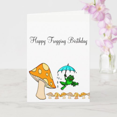 Greeting Card Frog Frogging Mushroom