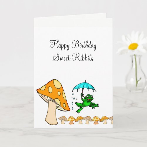 Greeting Card Frog Ribbit Mushroom