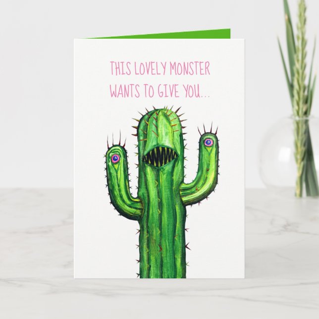 Greeting card Funny and creepy with cactus design (Front)