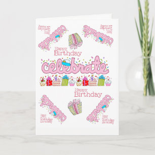 Greeting Card Happy Birthday Celebrate Pink
