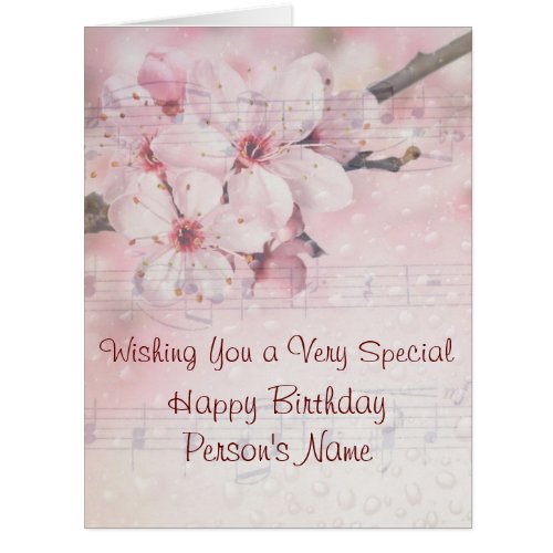 Greeting Card Happy Birthday Cherry Blossoms