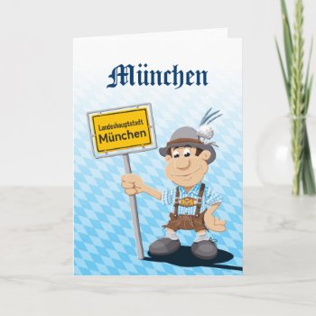 Greeting Card Happy Lederhosen Man Munich Sign by frankramspott at Zazzle