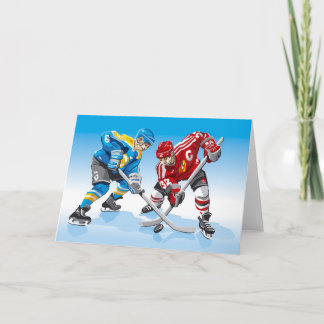 Greeting Card Ice Hockey Player Face-Off