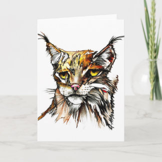 Greeting Card: Linx Wild Cat Drawing Card