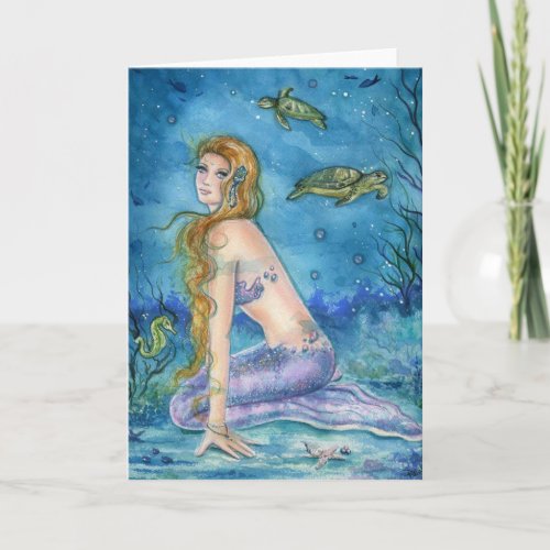 GREETING CARD MERMAID WITH TURTLES