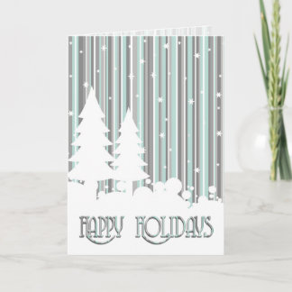 Greeting Card - Mint & Gray - Stars & Snow