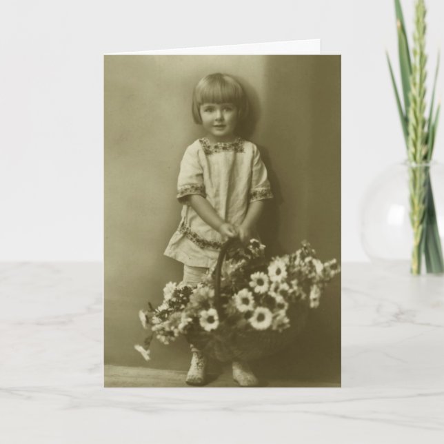 Greeting Card - Mother's Day Card Girl with Basket (Front)