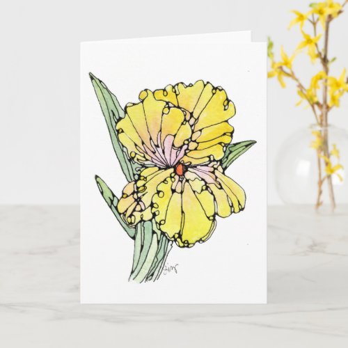 Greeting Card _ NGA Watercolor  Ink _ Yellow Iris