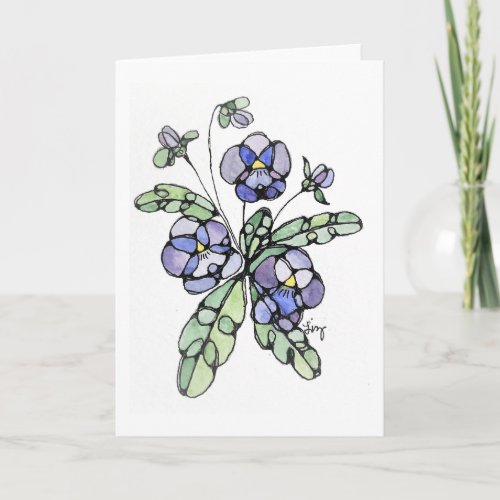 Greeting Card _ NGA Watercolor _ Purple Pansies