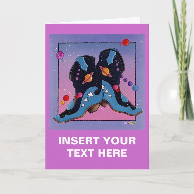 Greeting Card, Note Card - Midnight Cowboy Boots (Front)