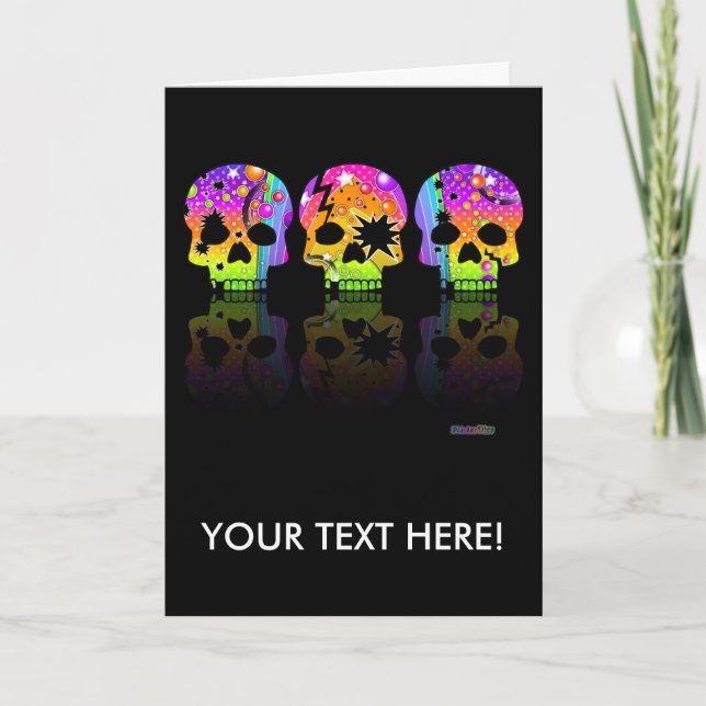 Greeting Card, Note Card - POP ART SKULLS (Front)