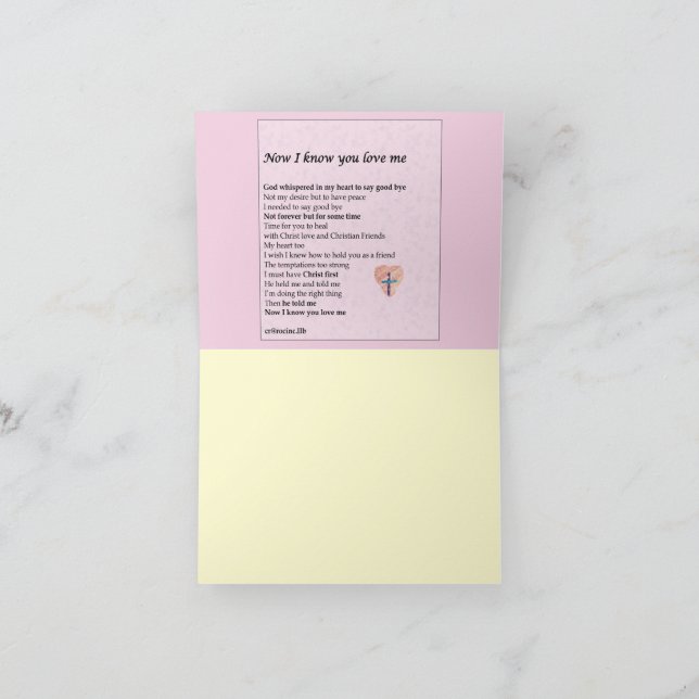 Greeting Card "Now I know you love me" (Inside)
