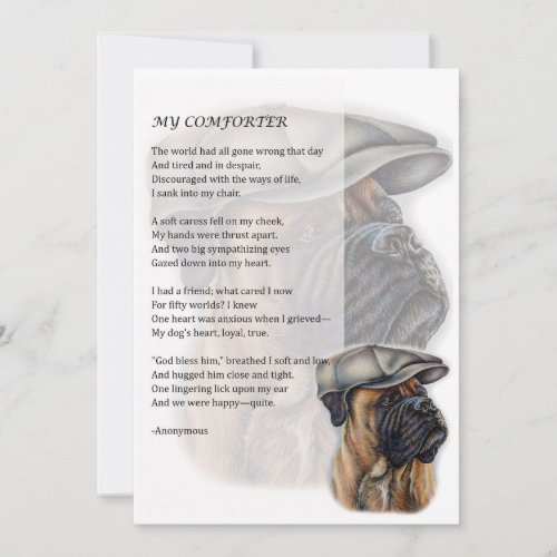 Greeting Card of Boxer Dog in Hat Comforter
