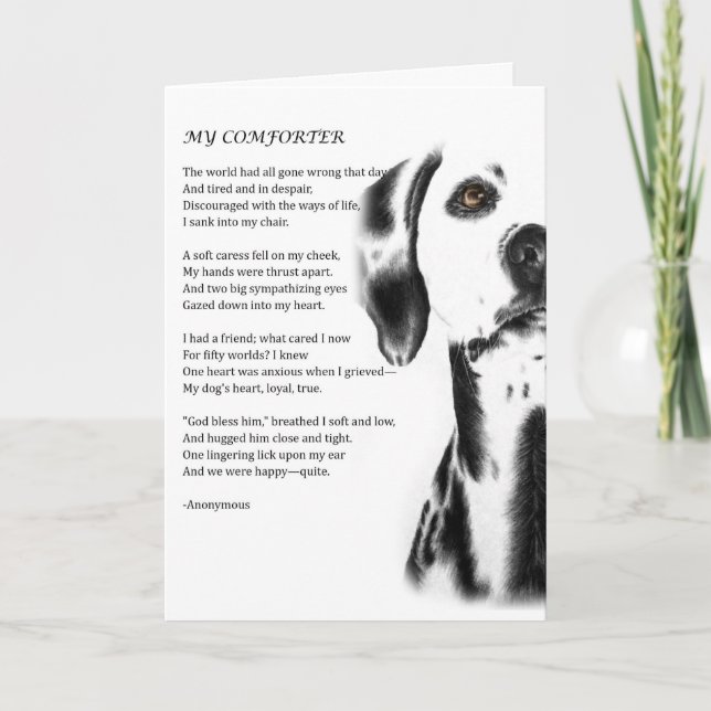Greeting Card of Dalmatian Dog Comforter Poetry (Front)