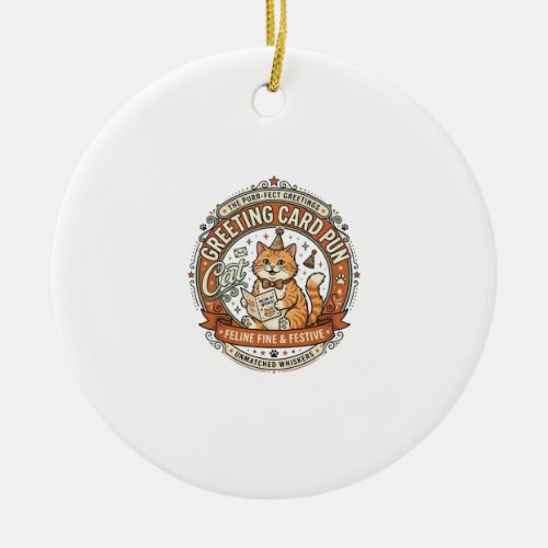 Greeting Card Pun Cat Greeting Card Pun Cat Vintag Ceramic Ornament