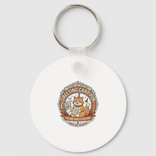 Greeting Card Pun Cat Greeting Card Pun Cat Vintag Keychain