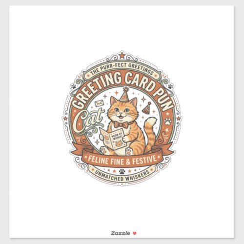 Greeting Card Pun Cat Greeting Card Pun Cat Vintag Sticker