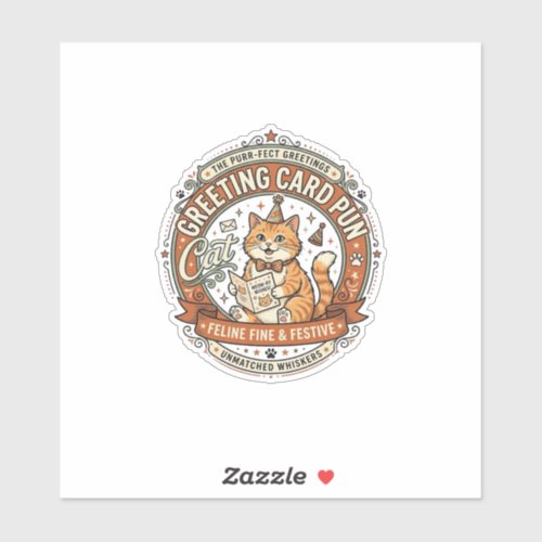 Greeting Card Pun Cat Greeting Card Pun Cat Vintag Sticker