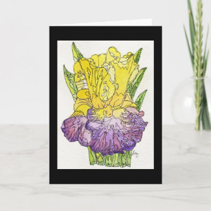 Greeting Card - Purple & Yellow Iris Watercolor 