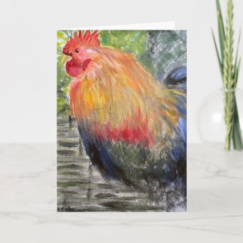 Greeting Card _ RoosterChicken Art