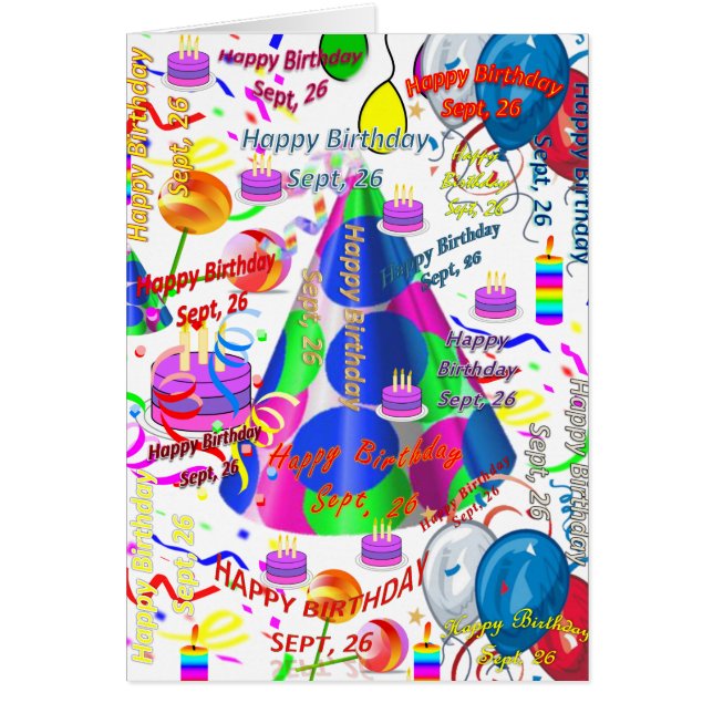 Greeting Card September, 26 Birthday (Front)