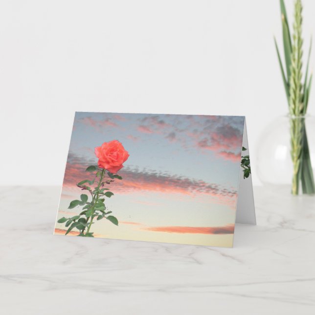 Greeting Card - Single Rose at Sunset (Front)