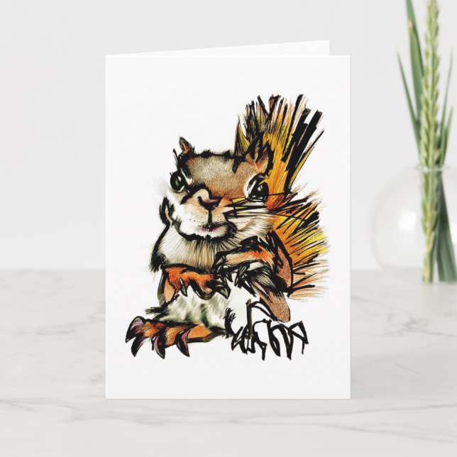 Greeting Card: Squirrel Drawing Card (Front)