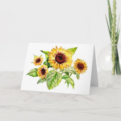 Greeting Card Sunflower Bouquet Drawing Card