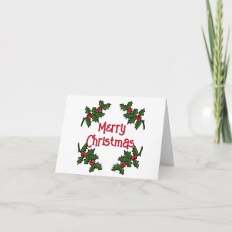 Greeting Card - Text Framed in Holly Branches