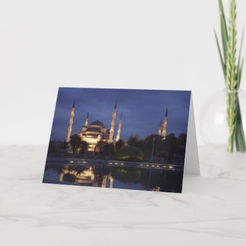 Greeting card  the Blue Mosque at night