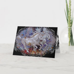 Greeting Card - Unicorn Autumn Run