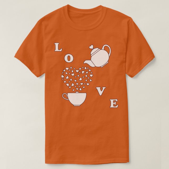 Greeting card Valentinex27s Day Teapot cup hearts  T-Shirt (Design Front)