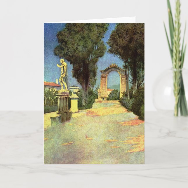 Greeting card - Villa Garden by Maxfield Parrish (Front)