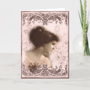 Greeting Card, Vintage Girl Design Card