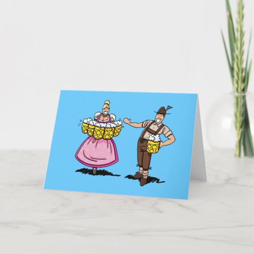 Greeting Card Waitress Lederhosen Man