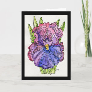 Greeting Card - Watercolor & Ink Purple Iris