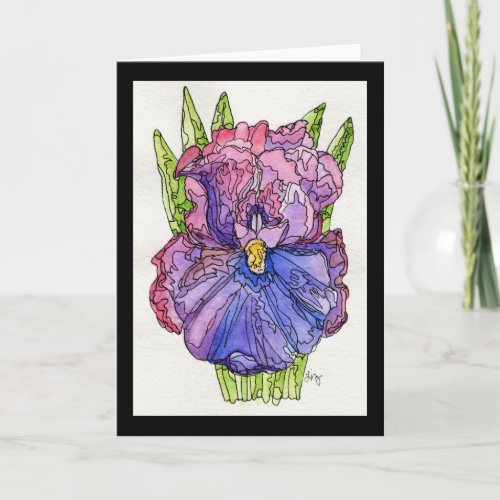 Greeting Card _ Watercolor  Ink Purple Iris