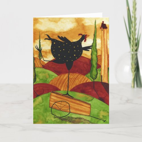 Greeting Card _ Whimsical Tuscan Rooster Pose