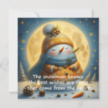 Greeting card with a cute snowman