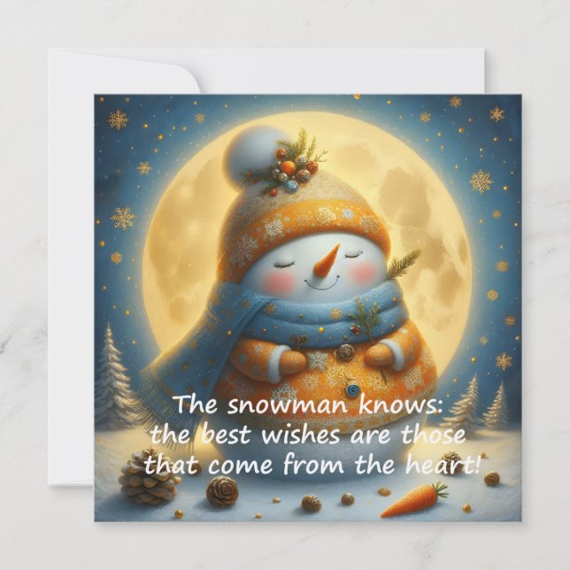 Greeting card with a cute snowman (Front)