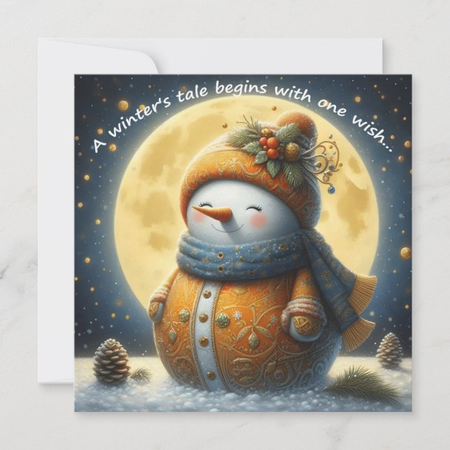 Greeting card with a cute snowman (Front)