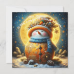 Greeting card with a cute snowman