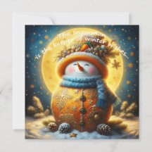 Greeting card with a cute snowman