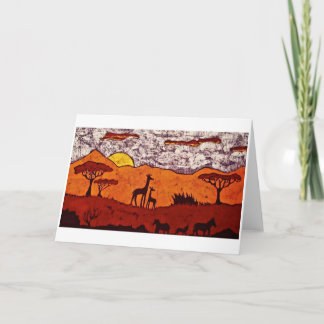 Greeting Card with Batik of African Landscape